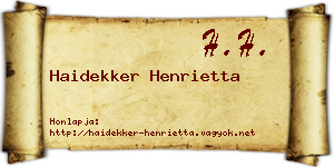 Haidekker Henrietta névjegykártya